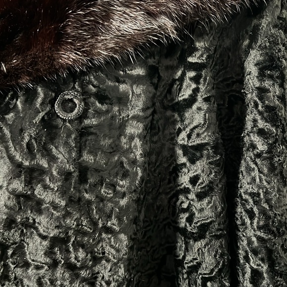 Vintage 40’s Mink & Curly Black Persian Lamb Coat - Picture 3 of 12